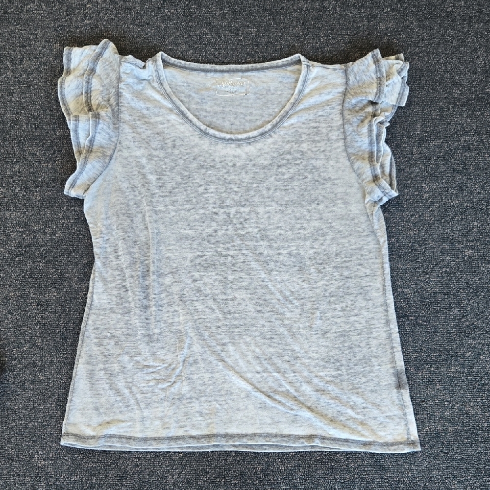 Women's Ruffled Sleeve Gray Top